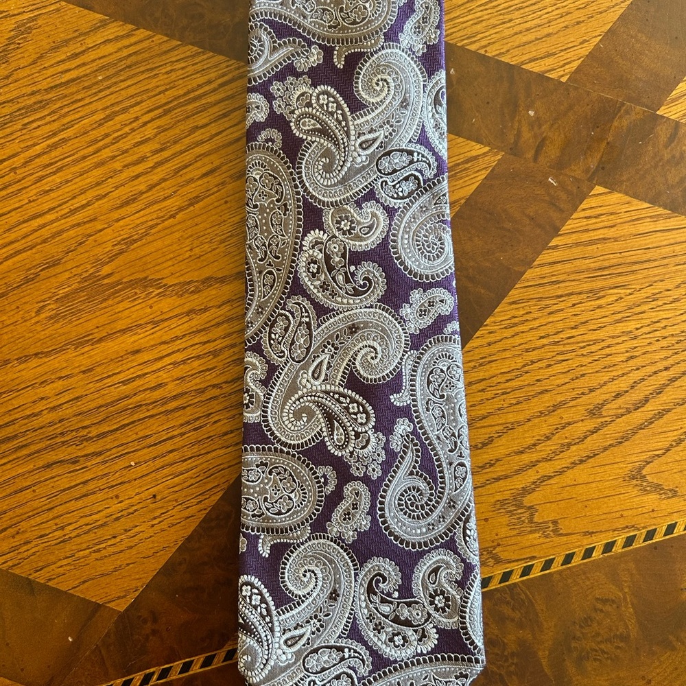 Jos. A. Bank Purple and Gray Paisley Tie